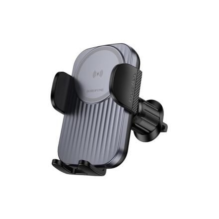 Borofone BH221 Path Szellőzőrácsra Rögzíthető Wireless Autós Telefontartó Fekete