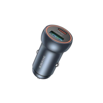 Borofone BZ32a Fresh USB - Type-C Szivargyújtó Autós Töltő PD30W + QC3.0 Grafit
