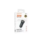 Borofone BZ32a Fresh USB - Type-C Szivargyújtó Autós Töltő PD30W + QC3.0 Grafit