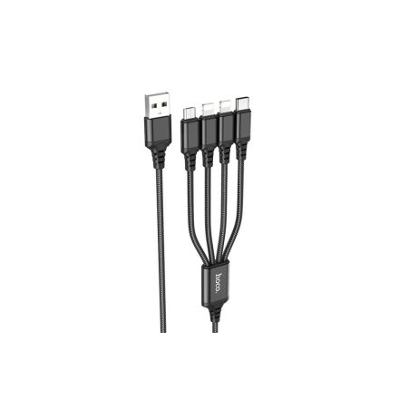 Hoco X76 4in1 Lightning - Lightning - Type-C - Micro USB Kábel 1 Méter Fekete