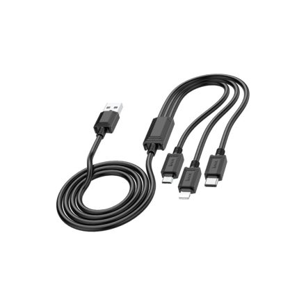 Hoco X74 3in1 Lightning - Type-C - Micro USB Kábel 1 Méter Fekete