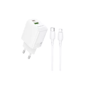 Borofone BN29 Fuente Gyorstöltő + Type-C / Lightning Kábel Szett Fehér