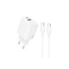 Borofone BN29 Fuente Gyorstöltő + Type-C / Type-C Kábel Szett Fehér