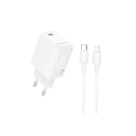 Borofone BN28 Fuente Gyorstöltő + Type-C / Lightning Kábel Szett Fehér
