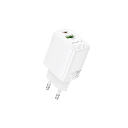 Borofone BN27 Fuente Hálózati Gyorstöltő USB - Type-C QC3.0 + PD 20W Fehér