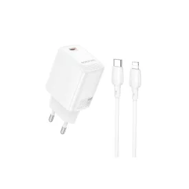 Borofone BN26 Fuente Gyorstöltő + Type-C / Lightning Kábel Szett Fehér