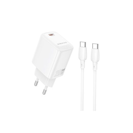 Borofone BN26 Fuente Hálózati Gyorstöltő Type-C PD 20W Type-C / Type-C Kábellel Fehér