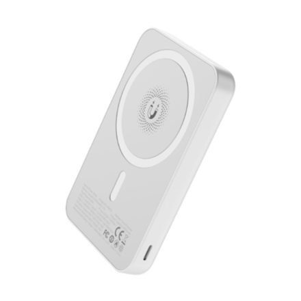 XO PR212 Magnetic 15W Mágneses Magsafe Kompatibilis Power Bank 5000mAh Lightning Fehér