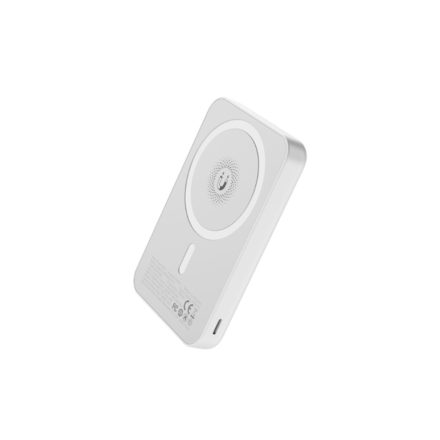 XO PR212 Magnetic 15W Mágneses Magsafe Kompatibilis Power Bank 5000mAh Lightning Fehér