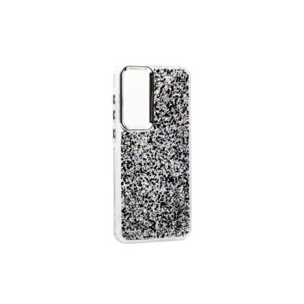 PJ Gl Samsung Galaxy A35 5G A356b Csillogós TPU Szélű Plexi Tok Fekete