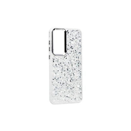 PJ Gl Samsung Galaxy A35 5G A356b Csillogós TPU Szélű Plexi Tok Ezüst