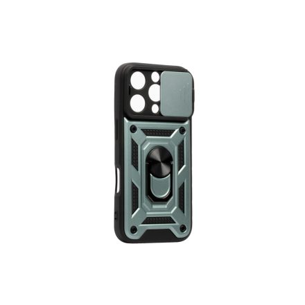 Hybrid Armor Camshield Iphone 15 Pro 6.1 ütésálló hátlap, tok kameravédővel, Zöld