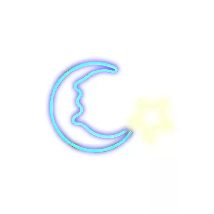 YOOUP Stars-Moon LED fali neon dekoráció, plexi hátlappal