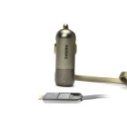 Autós töltő rögzített Micro USB/Lightning kábellel Max 3.4A Remax Finchy RCC103 ezüst